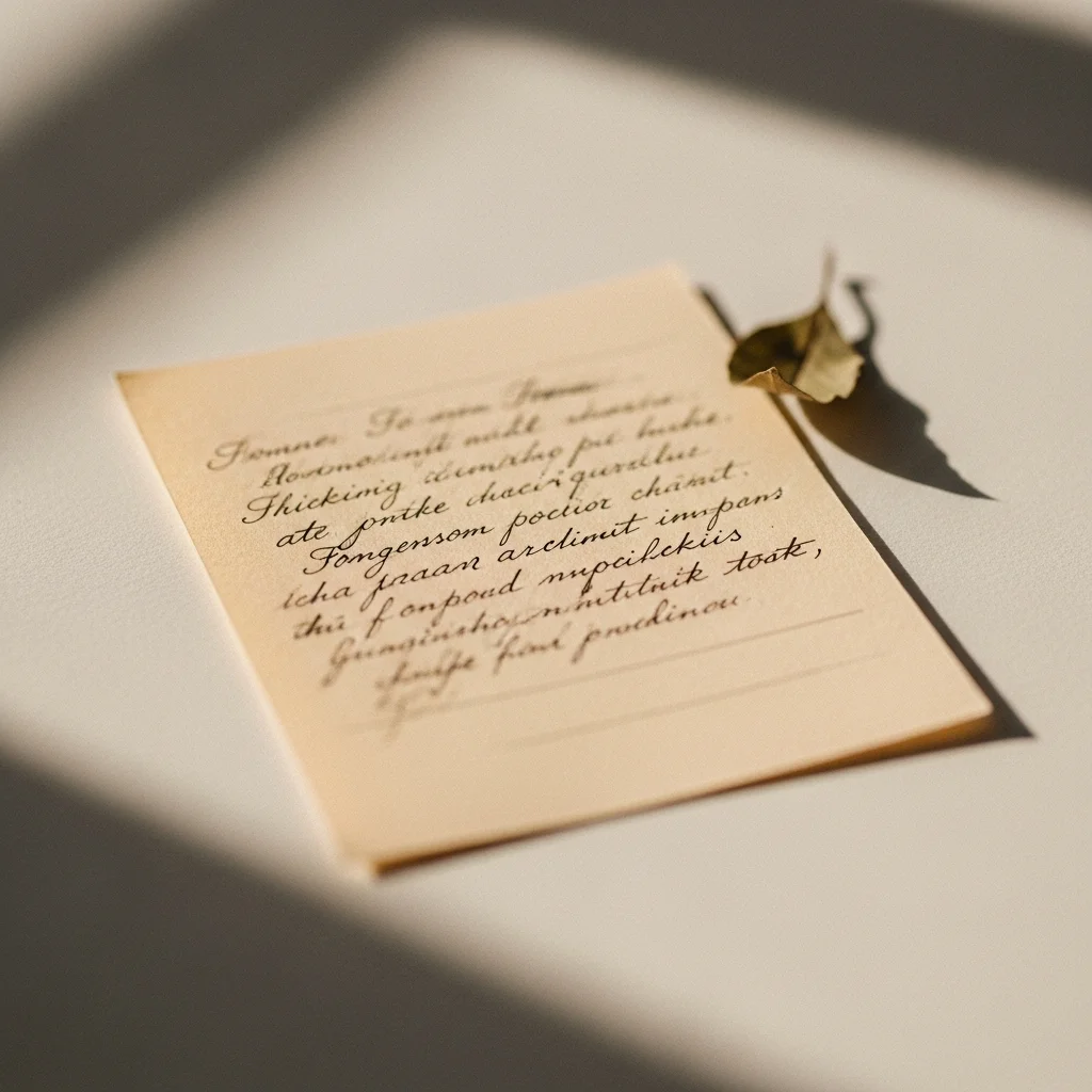 Handgeschriebene Notiz mit Blatt